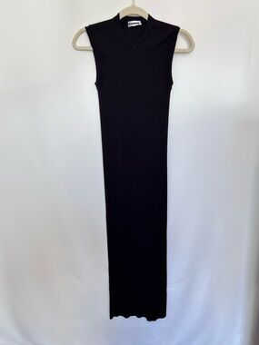 Jil Sander Brown Sleeveless Ribbed Maxi Dress